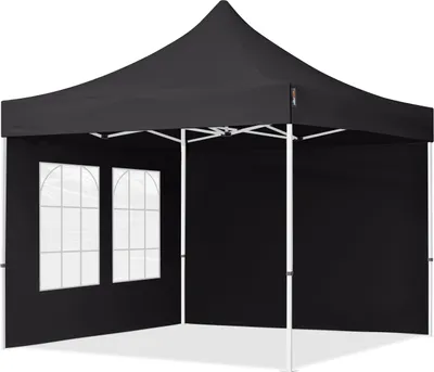 Image de TOOLPORT 3x3 m Tonnelle pliante Acier, PES 700, côtés avec fenÃƒªtres, noir