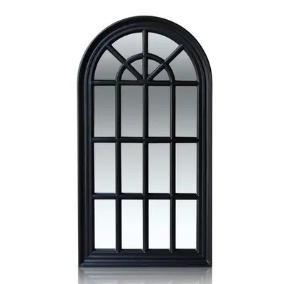 Produktbild von Antic by Casa Chic - Französischer Fensterspiegel - 46x86 cm - Fester Rahmen - Matt Schwarz