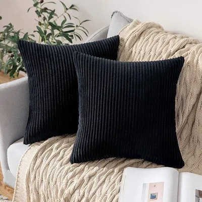 Zdjęcie produktu dla Dekoracyjne poszewki na poduszki z tkaniny ribowej z ukrytym zamkiem błyskawicznym - 45x45 cm, zestaw 2 sztuk