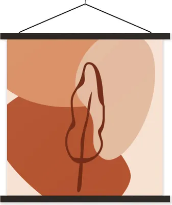 Produktbild von MuchoWow® Textilposter Sommer - Blatt - Braun 90x90 cm mit schwarzem Rahmen - Magnetisches