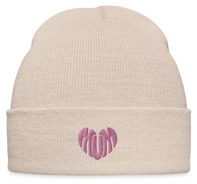 Produktbild von Spreadshirt Stickerei Mum Pinkes Herz Bestickte Wintermütze, One size, Beige