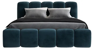 Produktbild von Polsterbett SONIC mit Bettkasten und Metallgestell 180 x 200 cm. Modernes Doppelbett mit Stauraum, mit Matratze. Farbe: Dunkelblau