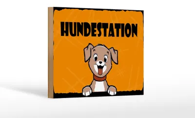 Produktbild von Holzschild Hinweis 18x12cm Hundestation (orange)