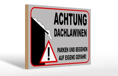 Produktbild von Holzschild Hinweis 30x20cm Achtung Dachlawinen Gefahr