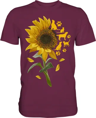 Produktbild von Katzen Hunde Sonnenblumen Shirt Gärtner Tiere Garten Motiv – Burgundy / M