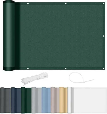 Obrázok produktu pre Ochranná plachta na balkón 90 x 600 cm, vodovzdorná, kryt na balkón, ochrana pred zrakmi, nenápadná, okraj balkóna s očkami, ochrana pred vetrom, ochrana proti UV žiareniu, na balkón, do záhrady, na terasu – zelená