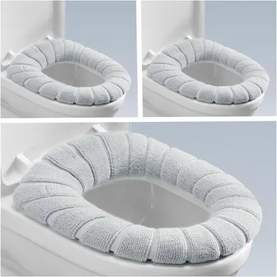 Produktbild von warme/weiche, dehnbare, waschbare, graue antibakterielle Toilettensitzbezüge.