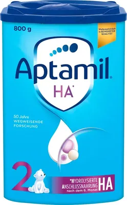 Produktbild von Aptamil HA 2 – Anschlussnahrung nach dem 6. Monat, Mit Omega 3 & 6, DHA, ARA & ALA, Nur Laktose, Ohne Palmöl, Babynahrung, Milchpulver
