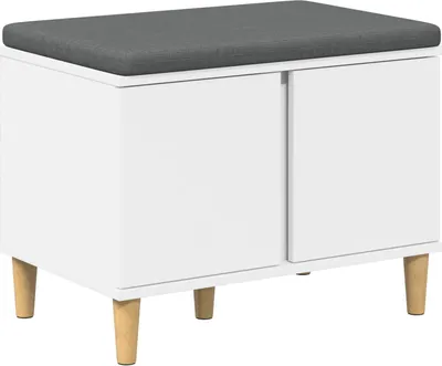 Produktbild von "Winter Sale" Flurbank mit Kissen mit Speicher mit Tür Weiß 60x38x46cm - Sitzbänke Neu732852