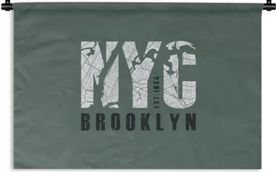 Produktbild von MuchoWow® Wandteppich Wandbehang New York - Brooklyn - Grün 60x40 cm Tapisserie Dekoration Wandtuch - Wanddekorationen
