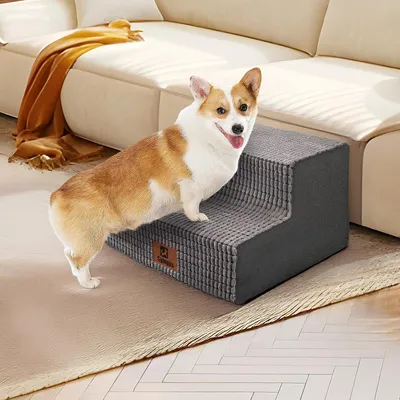 Produktbild von Hundetreppe 2 Stufen, 40 cm, Schaumstoff, für ältere Hunde, grau