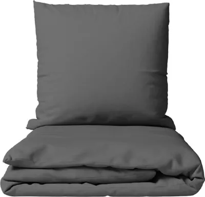 Produktbild von Bettwäsche Set Baumwolle Grau Renforce 155x200 cm 100% Baumwolle mit Reißverschluss Uni