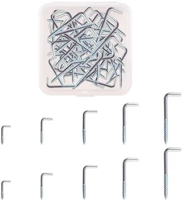 Image de Crochets en L, polyvalents, lot de 120 pièces, en acier au carbone
