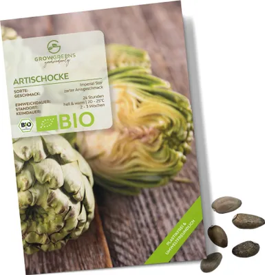 Produktbild von Artischocken Samen (Imperial Star) - Artischocke Saatgut aus biologischem Anbau ideal für die Anzucht im Garten, Balkon oder Terrasse (5 Korn)