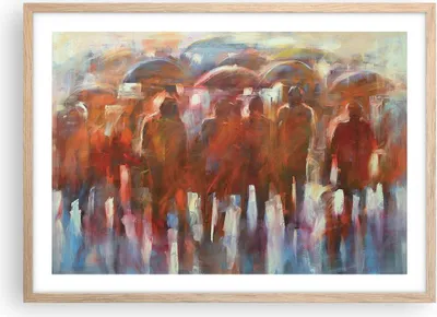 Produktbild von Gerahmtes Poster - Rahmen in heller Eiche - Regenschirme Menschen Handwerk - 70x50 cm - Wand Bild - Wanddeko - Wandbilder - Wandposter - Bilderrahmen - Bilder - Kunstdruck - Wandbild - P2NAA70x50-4260