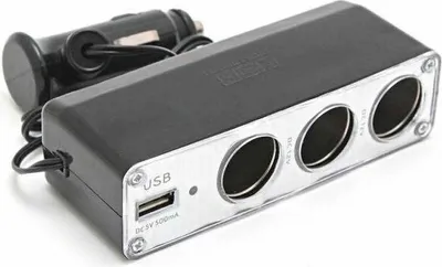 Zdjęcie produktu dla Ładowarka samochodowa z rozgałęźnikiem do gniazda zapalniczki, 3 gniazda USB, 12 V, KING