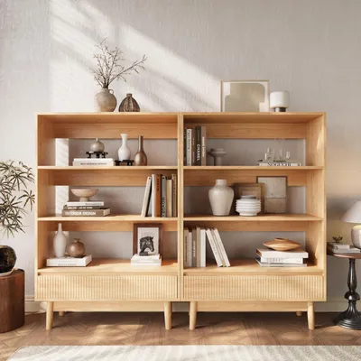 Produktbild von Bücherregal 3-Ebenen mit Schublade Holzoptik 80x120x30 cm