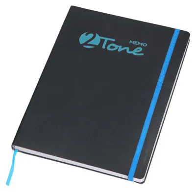 Produktbild von Notizbuch "Memo2Tone" DIN A5 - Tagebuch inkl. Innenfach für zahlreiche Notizen - beinhaltet 80 Seiten - Schwarz/Blau