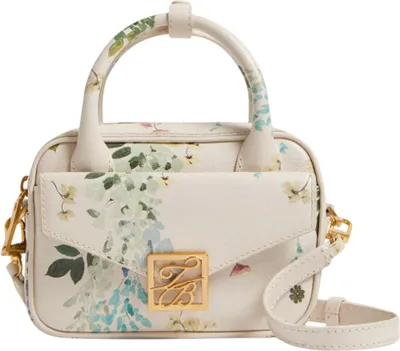 Image de Ted Baker Cuir sac à main sac à épaule bandoulière Anibell Detail Floral Mini Leather Crossbody Bag Ecru écru