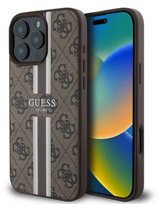Zdjęcie produktu dla Etui Guess 4G Printed Stripes MagSafe do iPhone 16 Pro Max brązowy