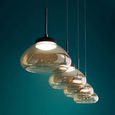 Produktbild von Fabas Luce Arabella LED Pendellampe 4-flg. Glas Amber