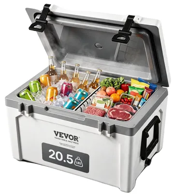Image de VEVOR Glacière passive Glacière 57,26 L, Glacière isolée Camping Thermobox 45-50 canettes, Glacière de camping Réfrigérateur avec un panier, Isolation Glacière Portable, Congélateur à glace Multifonctions