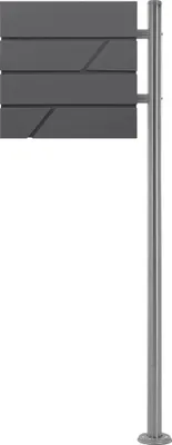 Produktbild von ML-Design Standbriefkasten mit Zeitungsfach, Briefkasten mit Pfosten, Standfuß freistehend, Briefkastenständer Silber Edelstahl