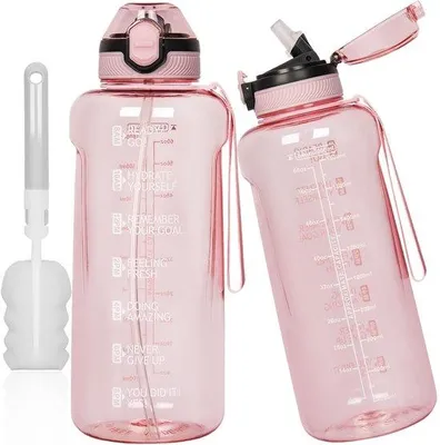Productafbeelding van 2 L Tritan Drinkfles met Tijdmarkering en Rietje