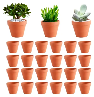 Produktbild von 24 Stück 5 x 5,5 cm Kleine Tontöpfe, Terrakotta Töpfe, Mini Tontöpfe mit Abflussloch, Wiederverwendbare Tontöpfe für Pflanzen in Wohnung und Büro