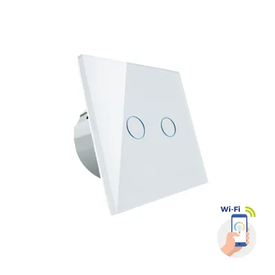 Produktbild von Smart 2-Zonen Lichtschalter Alexa Google Wandschalter Glas Weiß