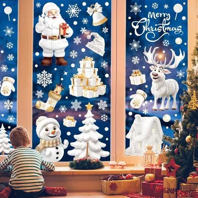 Immagine prodotto di Set decorativo invernale con adesivi da interno a forma di fiocchi di neve