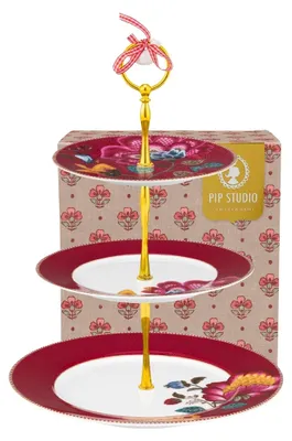 Produktbild von PIP STUDIO Blooming Tales Fantasy Dark Red Etagere 3tlg