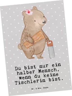 Produktbild von Mr. & Mrs. Panda Grußkarte Tischlerin Herz - Grau Pastell - Geschenk, einzelkarte, Postkarten, Postkarte, Fotokarte, Ansichtskarten, Ansichtskarte