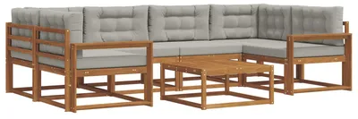 Produktbild von vidaXL Outdoor-Sofagarnitur mit Kissen 7 pcs Natürlich und Hellgrau