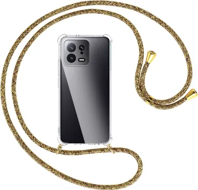 Produktbild von Handykette Backcover-Schutzhülle mit Band (Metall goldfarben) für Xiaomi 13 (6.28'') - braun+beige