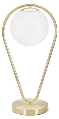 Obrázok produktu pre Stolná lampa Glamy Drop zo zlatého kovu s bielou sklenenou guľou