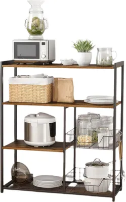 Obrázek produktu pro Kuchyňská polička – vintage styl – kov a dřevo – 80 x 35 x 95 cm