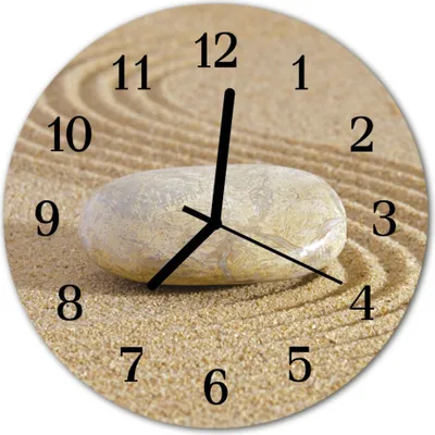 Produktbild von Glasuhr Wanduhr Küchenuhr Echt-Glas 30fi cm Stein Sand braun