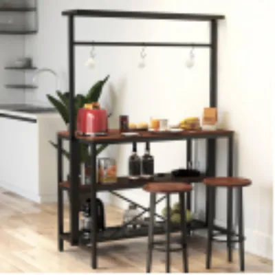 Produktbild von Bar-Tisch Fuer Zuhause Schwarz 120x60x180 cm Mit Ablageregal Hoher Bartisch Wohnzimmer Bartisch Grossformat Freizeittisch