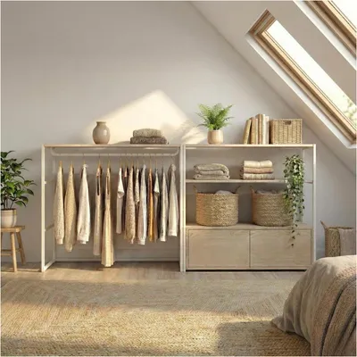 Produktbild von Set mit 2 modularen KADRA-Kleiderständern (200 x 85 cm) für den Dachboden
