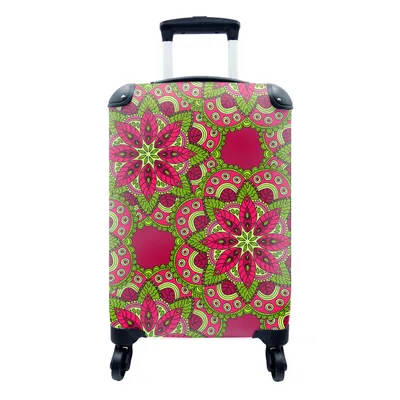 Produktbild von MuchoWow® Koffer Handgepäck Trolley Rollkoffer Kleine Reisekoffer mit 4 Rollen - Hippie - Mandala - Blumen - Entwurf - Cabin Size < 55x40x23 cm & 55x40x20 cm - Fotokoffer - Kabinenkoffer - Boardgepäck - Reise-Box - Reisekoffer - Reisegepäck - Koffer mit Bild - Trolley für Kinder