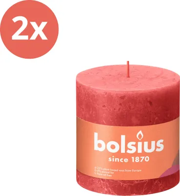 Zdjęcie produktu dla Bolsius - Rustykalna świeca filarowa - 100/100 - 1 sztuka w opakowaniu - Blossom pink - Value pack - 2 sztuki