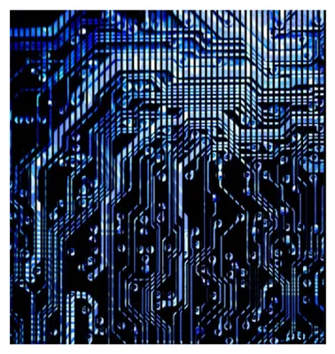 Produktbild von Akustikpaneele mit Digitaldruck Chip01 19 x 2253 x 2400 mm Technik Computer MDF PET-Fasern Wandpaneele Blau 4 Einzelplatten