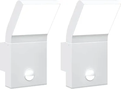 Immagine prodotto di vidaXL Luci da parete per esterni a LED con sensore 2 pz. Alluminio pressofuso bianco
