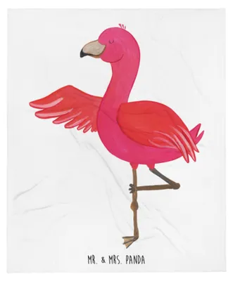 Produktbild von Mr. & Mrs. Panda Sofadecke Flamingo Yoga - Weiß - Geschenk, Vogel, Wohndecke, Bettdecke, Decke, Baum, Plaid, Urlaub, Namaste, Felloptik, Yogi, Yogapose