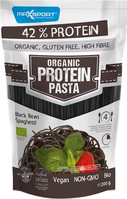 Obrázok produktu pre Max Sport Organické proteínové cestoviny 200 g špagety (čierna fazuľa) / Proteínové cestoviny, ryža / Organické bezgluténové proteínové cestoviny s vysokým obsahom vlákniny