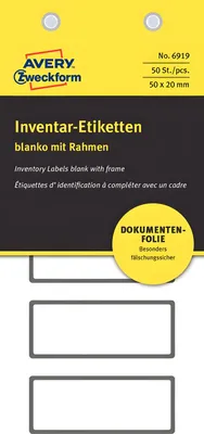 Produktbild von Avery 6919, Schwarz, Weiß, Abgerundetes Rechteck, Entfernbar, Schwarz auf weiss, 5 Stück(e), 10 Blätter