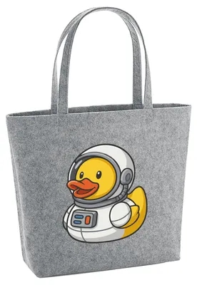 Produktbild von Huuraa Filzshopper Quietscheente Astronaut Gummiente Raumfahrer 22 Liter Grey Melange Filztasche Geschenkidee
