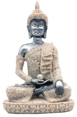 Imagen del producto de Estatua de Buda para meditación, con apariencia de arenisca, tallada a mano, 20 cm, ideal para decoración del hogar