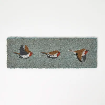 Produktbild von HOMESCAPES Fußmatte Rotkehlchen – Kokos-Schmutzfangmatte 25 x 75 cm